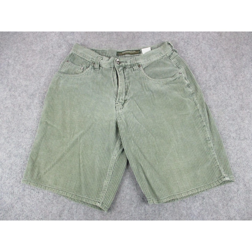 VTG Unionbay Shorts Mens 32 Green Corduroy Bermuda Relaxed Fit Grunge Y2K
